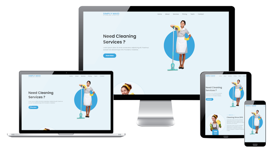 portfolio image for maid services web page template